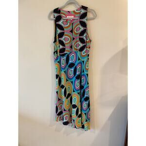Anthropologie Women’s US 14 Sleeveless Midi Dress Multicolor Viscose Print